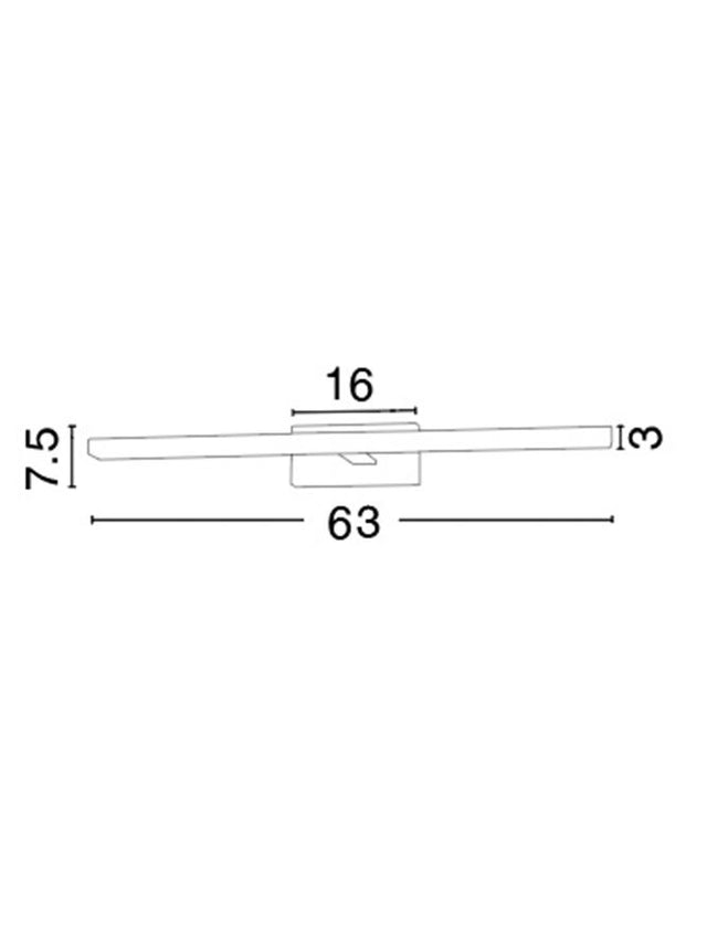 MODENA Chrome Aluminium & Acrylic LED 18W 1513Lm 3000K IP44 L: 63 W1: 3 W2: 9 H: 7.5 cm