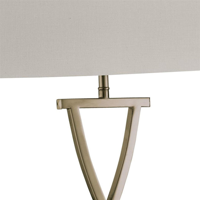 CLUB TABLE LAMP, X BASE ANTIQUE BRASS, WHITE RECTANGLE SHADE