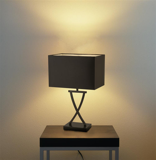 CLUB TABLE LAMP, BLACK RECTANGLE SHADE