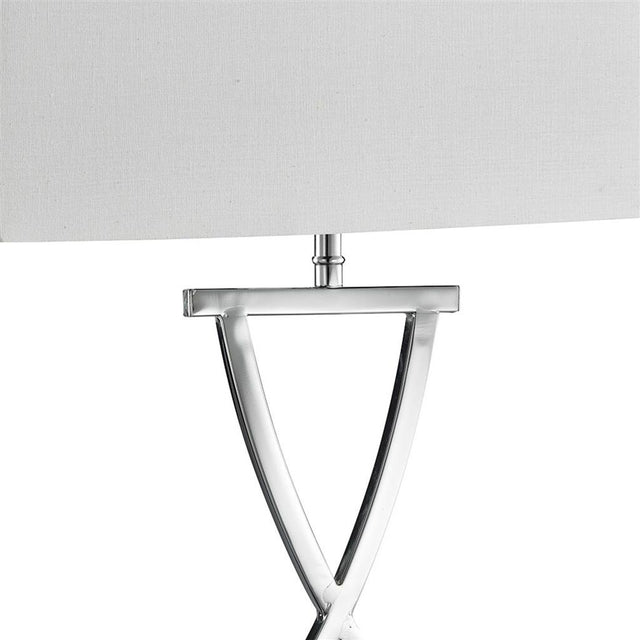 CLUB TABLE LAMP X BASE, CHROME, WHITE RECTANGLE SHADE