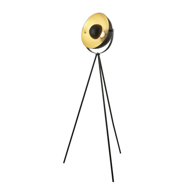 BLINK 1LT TRIPOD FLOOR LAMP, MATT BLACK WITH GOLD SHADE INTERIOR