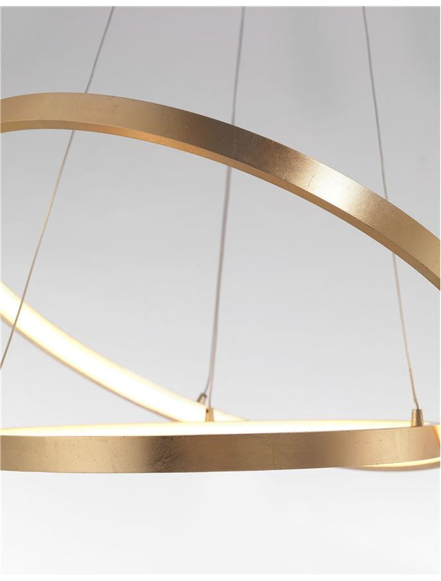 LEON Golden Leaf Aluminium & Acrylic Adjustable LED 65 Watt 230 Volt 3900Lm 3000K IP20 D: 60 H: 150 cm