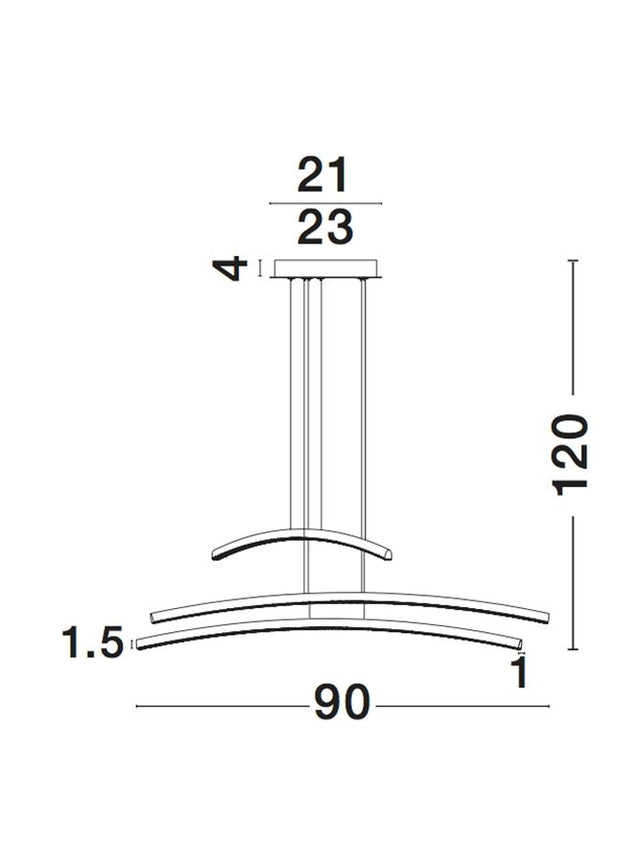 SEVILLE Chrome Aluminium & Acrylic LED 38 Watt 230 Volt 2650Lm 3000K IP20 L: 90 H: 120 cm