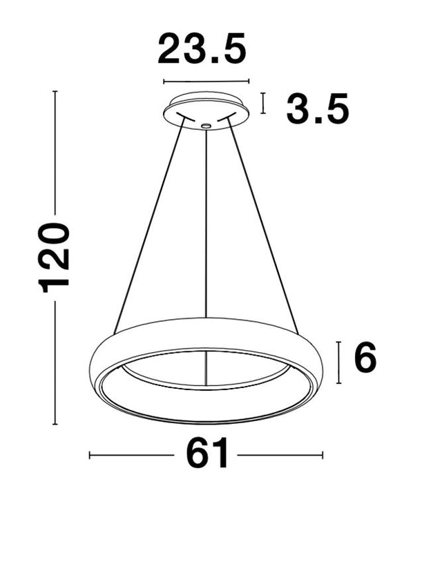 ALBI Sandy Black Aluminium & Acrylic LED 50 Watt 230 Volt 2500Lm 3000K IP20 D: 61 H1: 6 H2: 120 cm