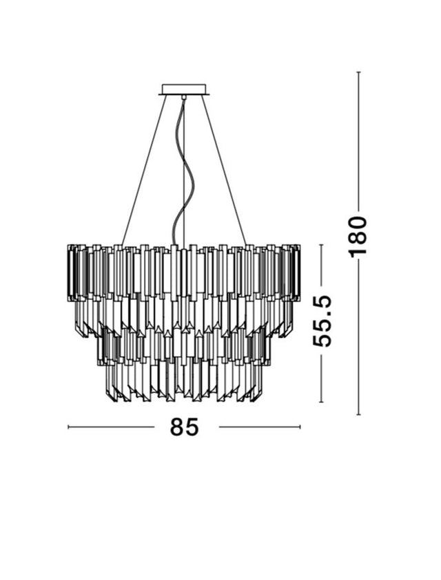 BALADONA Golden Brass Aluminium & Crystal LED G9 20x3.5W IP20 Bulb Excluded D: 85 H1: 55.5 H2: 180cm