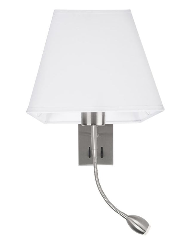 VALENCIA Wall Light Sand Satin Nickel Aluminium White Shade LED 3W 190lm E27 1x40W L:21 W:25 H:40 cm