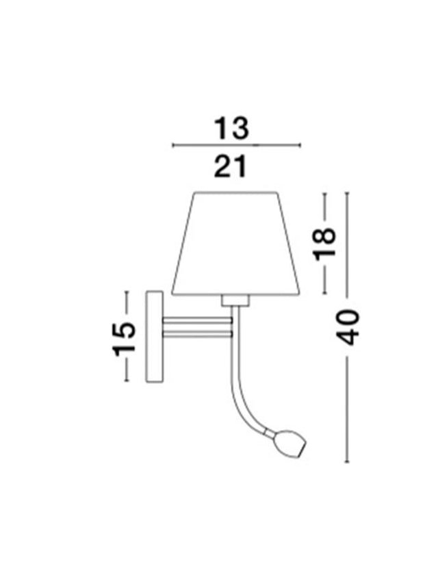 VALENCIA Wall Light Sand Satin Nickel Aluminium White Shade LED 3W 190lm E27 1x40W L:21 W:25 H:40 cm