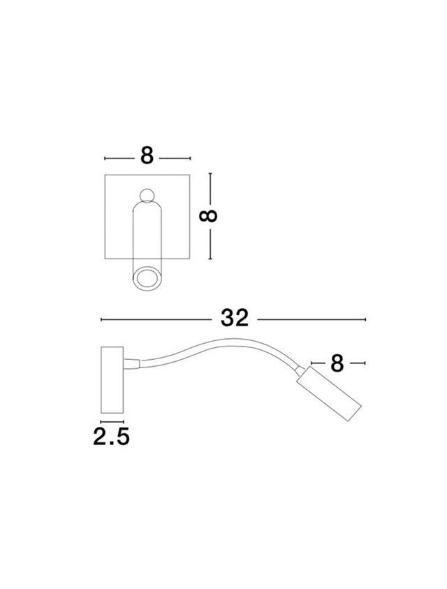 MADISON Wall Light Satin Nickel Aluminium LED 3W 3200K L:32 W:8 H:31cm