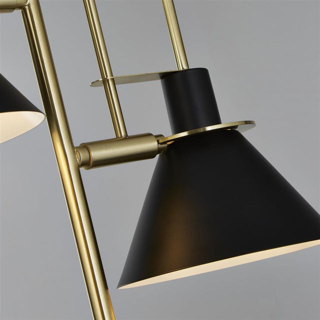 TROMBONE 2LT FLOOR LAMP - BLACK/BRASS