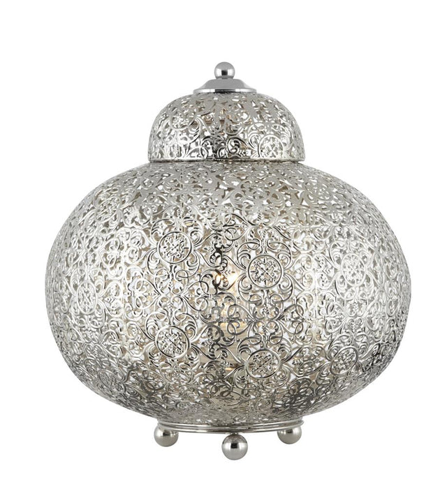 FRETWORK - TABLE LAMP, SHINY NICKEL