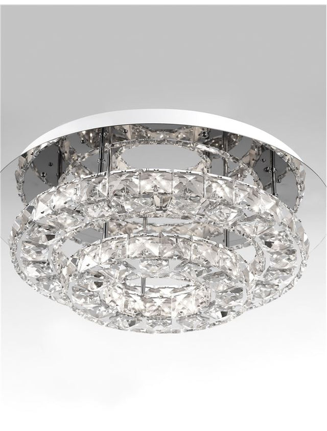 QUENTIN Chrome Aluminium & K9 Crystal LED 28 Watt 230 Volt 1560Lm 3000K IP20 D: 40 H: 15 cm