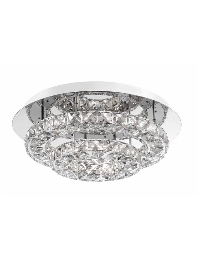 QUENTIN Chrome Aluminium & K9 Crystal LED 28 Watt 230 Volt 1560Lm 3000K IP20 D: 40 H: 15 cm