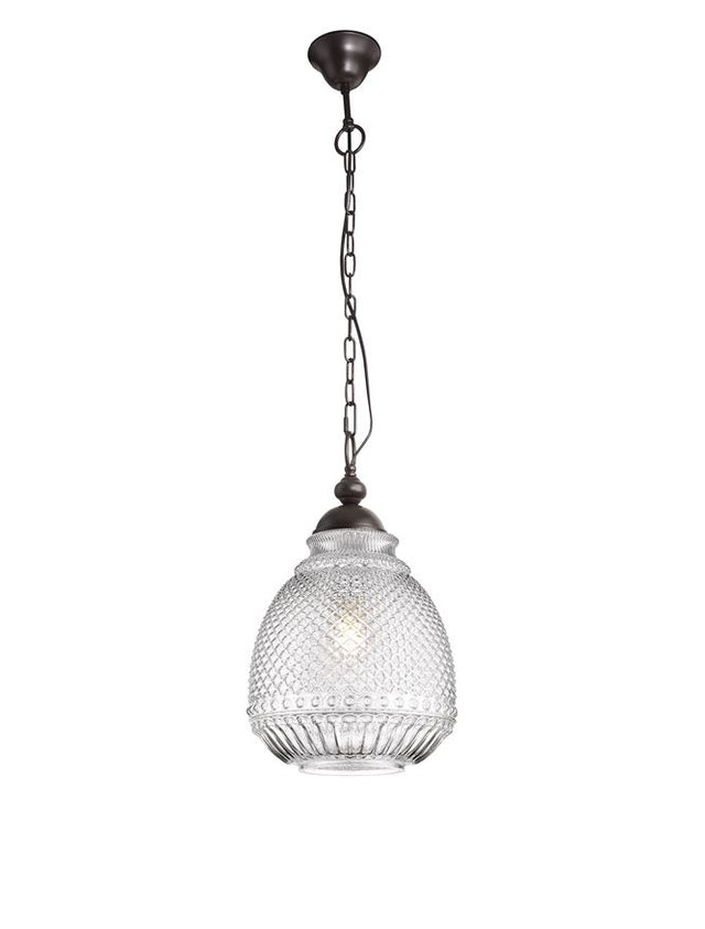 TOULON Clear Glass Dark Brown Base & Chain LED E27 1x12W IP20 Bulb Excluded D: 27 H1: 45 H2: 120 cm