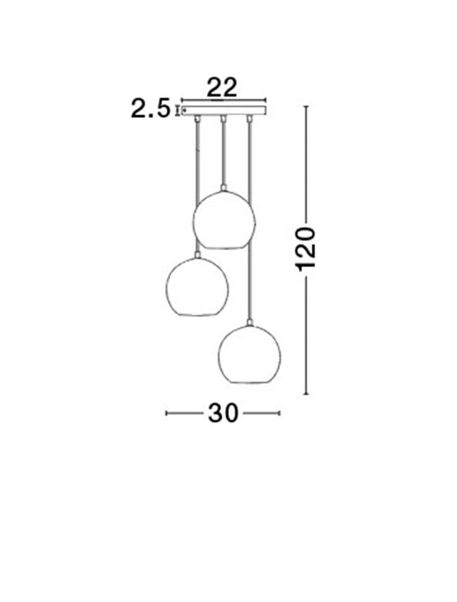 ADELINA Smoke Glass Black Metal LED E27 3x12 Watt 230 Volt IP20 Bulb Excluded D: 30 H: 120 cm