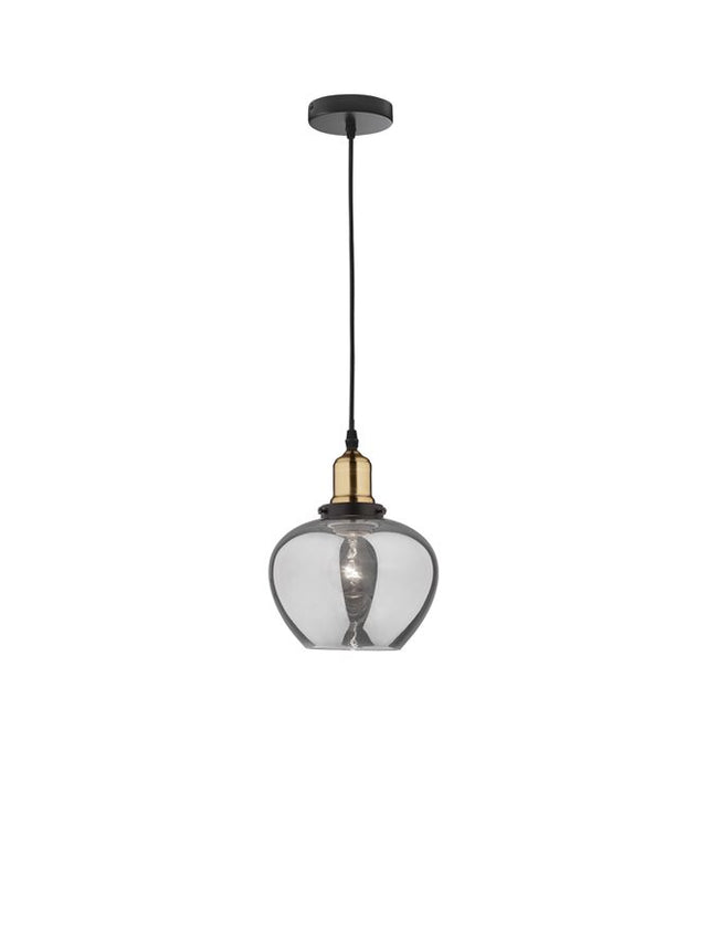 CEDRO Smoky Glass Bronze & Black Metal LED E27 1x12 Watt IP20 Bulb Excluded D: 18 H1: 14 H2: 130 cm