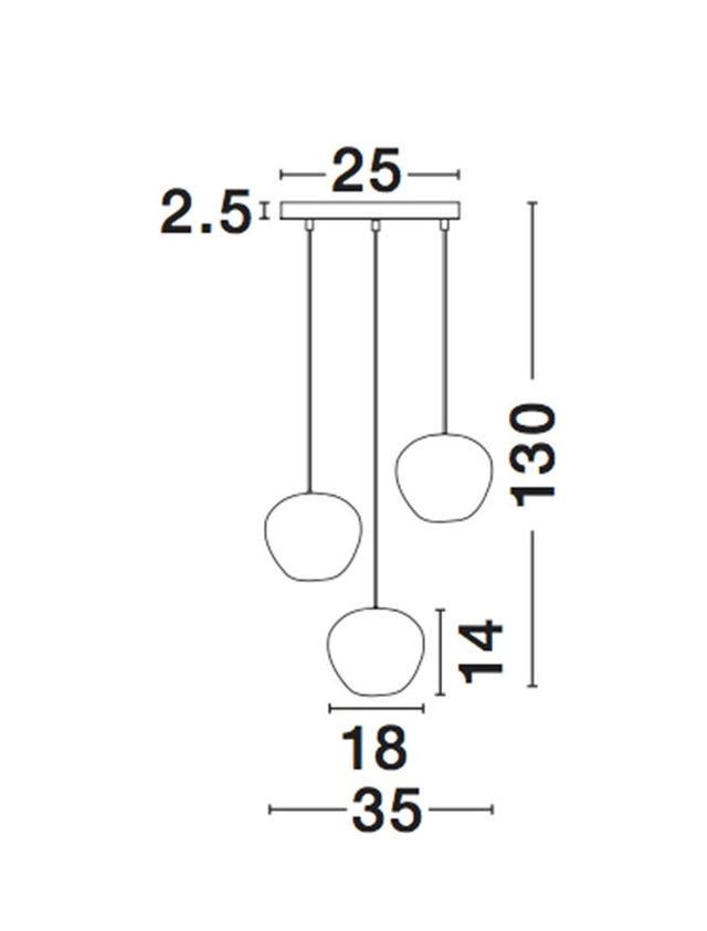 CEDRO Smoky Glass Bronze & Black Metal LED E27 3x12 Watt 230 Volt IP20 Bulb Excluded D: 35 H: 130 cm