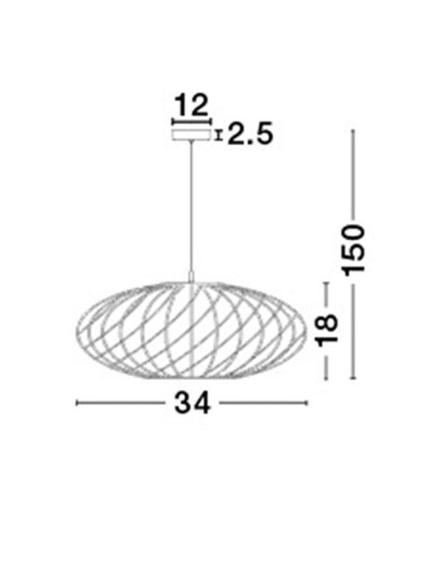 ERIBERTO Rust Copper Metal LED E27 1x12 Watt 230 Volt IP20 Bulb Excluded D: 35 H1: 18 H2: 150 cm