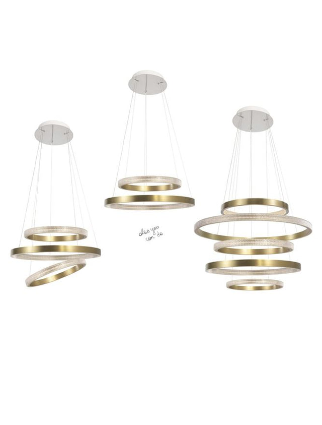 VEGAS Antique Brass Aluminium & Acrylic LED 30 Watt 1650Lm 3000K IP20 D: 85 H1: 4 H2: 180 cm