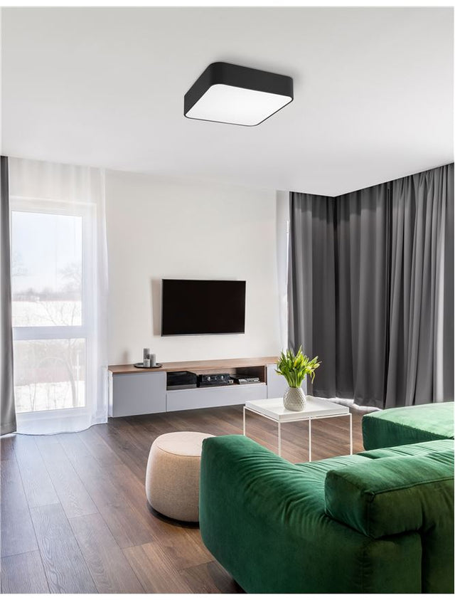 RAGU Ceiling lamp Metal & Acrylic Diffuser Black Outside Matt White Inside LED E27 4x12W L:36 W:36 H:10cm