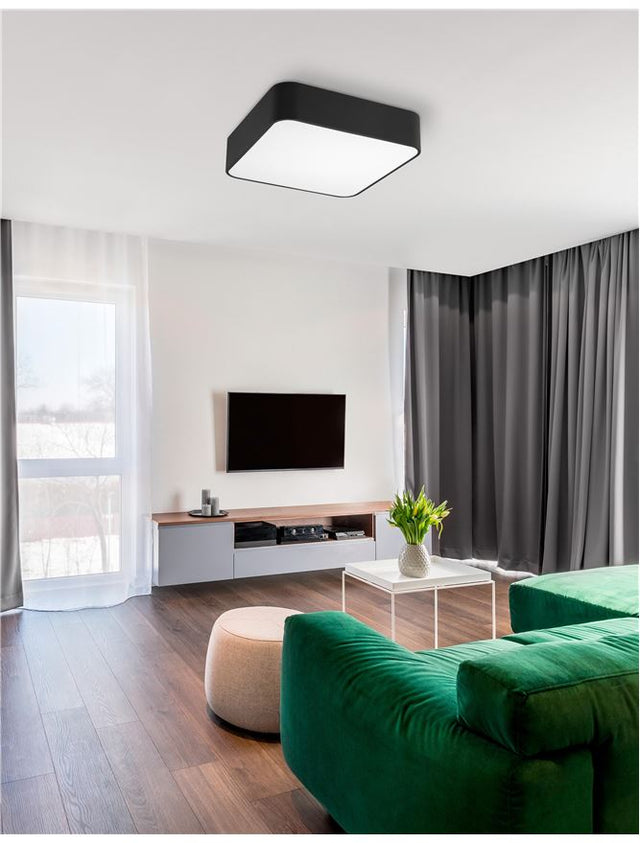 RAGU Ceiling lamp Metal & Acrylic Diffuser Black Outside Matt White Inside LED E27 4x12W L:46 W:46 H:10cm