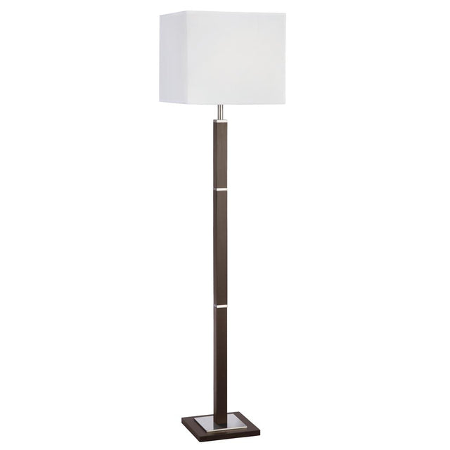 WAVERLEY FLOOR LAMP 1LT BROWN WOOD/SS RECTANGULAR