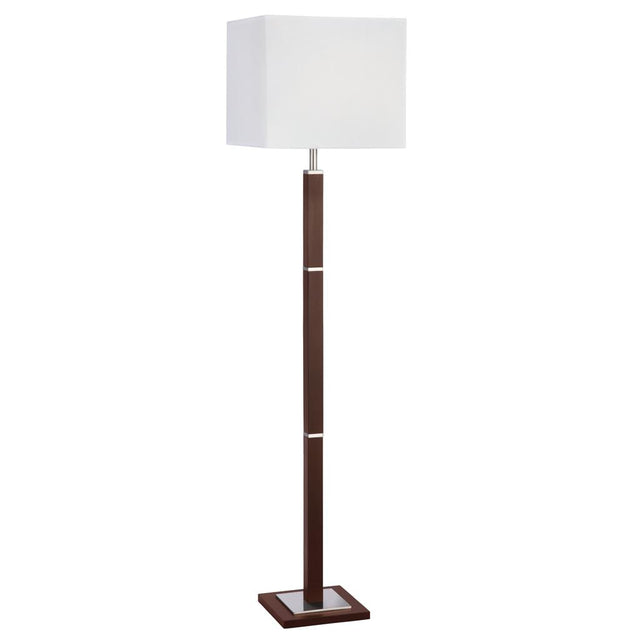 WAVERLEY FLOOR LAMP 1LT BROWN WOOD/SS RECTANGULAR