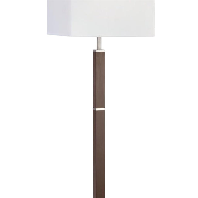 WAVERLEY FLOOR LAMP 1LT BROWN WOOD/SS RECTANGULAR