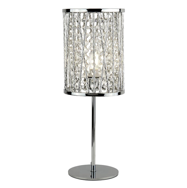 ELISE 1LT TABLE LAMP, CHROME , CRYSTAL DROPS