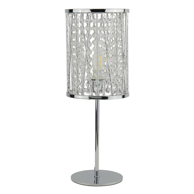 ELISE 1LT TABLE LAMP, CHROME , CRYSTAL DROPS