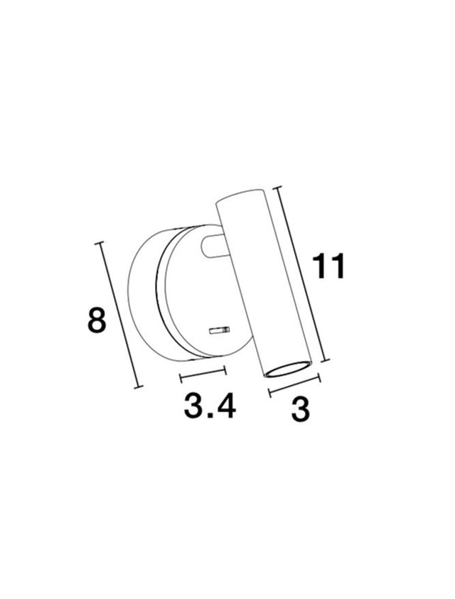 CLIP Satin Brass Aluminium 
LED Philips 3 Watt 
Switch On/Off
190Lm 3000K IP20 
D: 8 W: 3.4 H: 11 cm Rotating & Adjustable