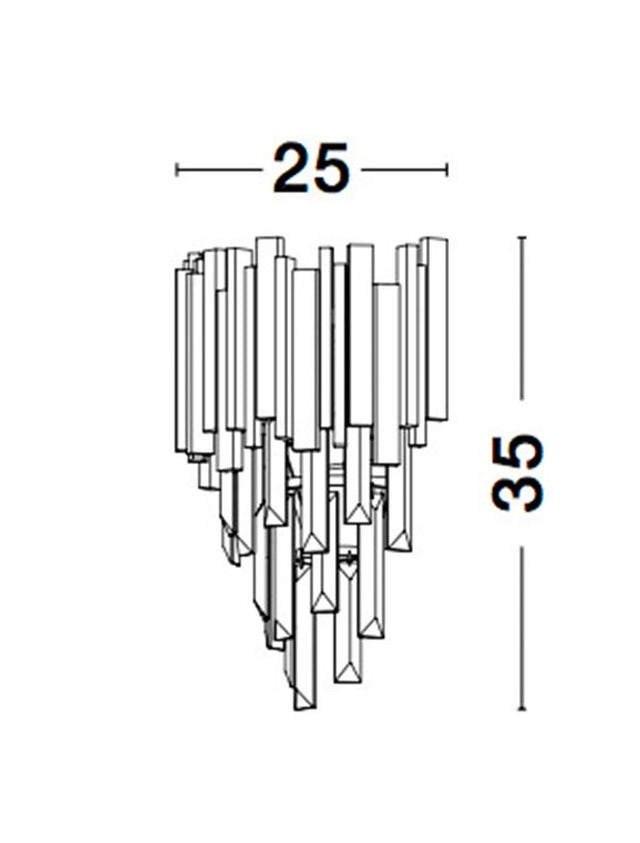 GRANE Gold Metal & Crystal LED E14 2x5 Watt 230 Volt IP20 Bulb Excluded D: 25 W: 15.5 H: 35 cm