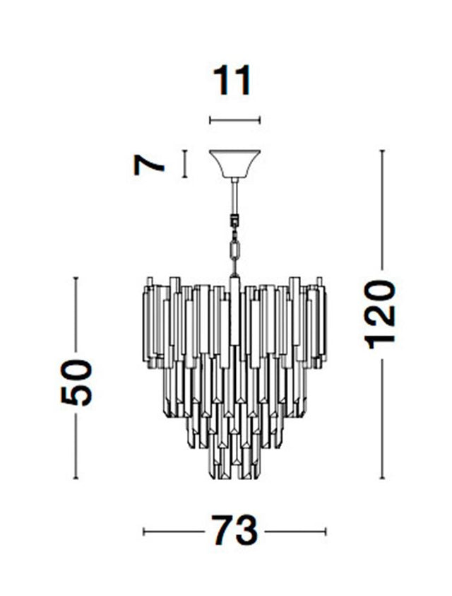 GRANE Gold Metal & Crystal LED E14 12x5 Watt 230 Volt IP20 Bulb Excluded D: 73 H1: 50 H2: 120 cm