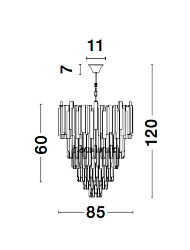 GRANE Gold Metal & Crystal LED E14 20x5 Watt 230 Volt IP20 Bulb Excluded D: 85 H1: 60 H2: 120 cm