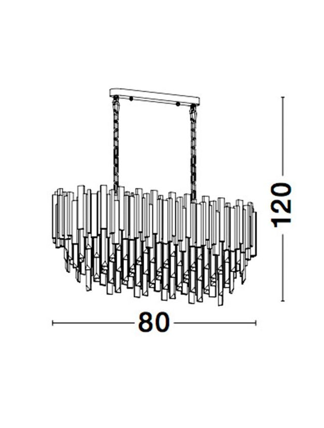 GRANE Gold Metal & Crystal LED E14 8x5 Watt 230 Volt IP20 Bulb Excluded L: 80 W: 30 H: 120 cm