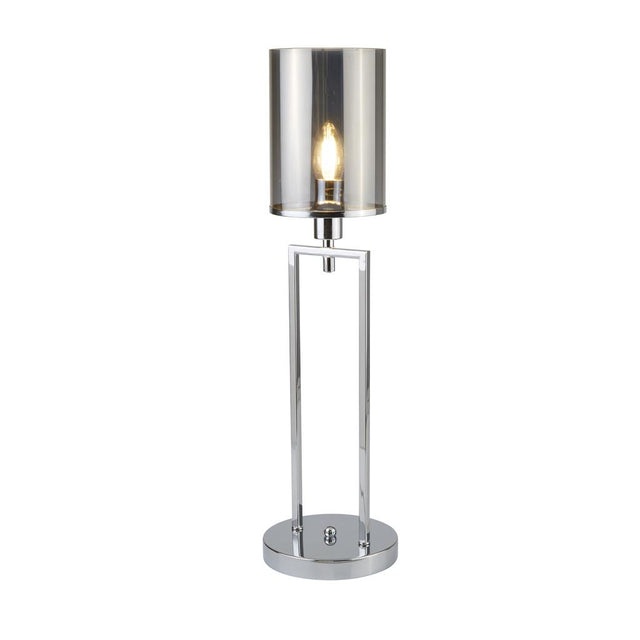 CATALINA 1LT TABLE LAMP, CHROME, SMOKED GLASS SHADES