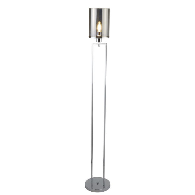 CATALINA 1LT FLOOR LAMP, CHROME, SMOKED GLASS SHADES