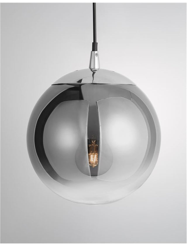 LAZIONE Gradient Smoke Glass Chrome Aluminium LED E27 1x12 Watt 230 Volt IP20 Bulb Excluded D: 20 H1: 23 H2: 120 cm