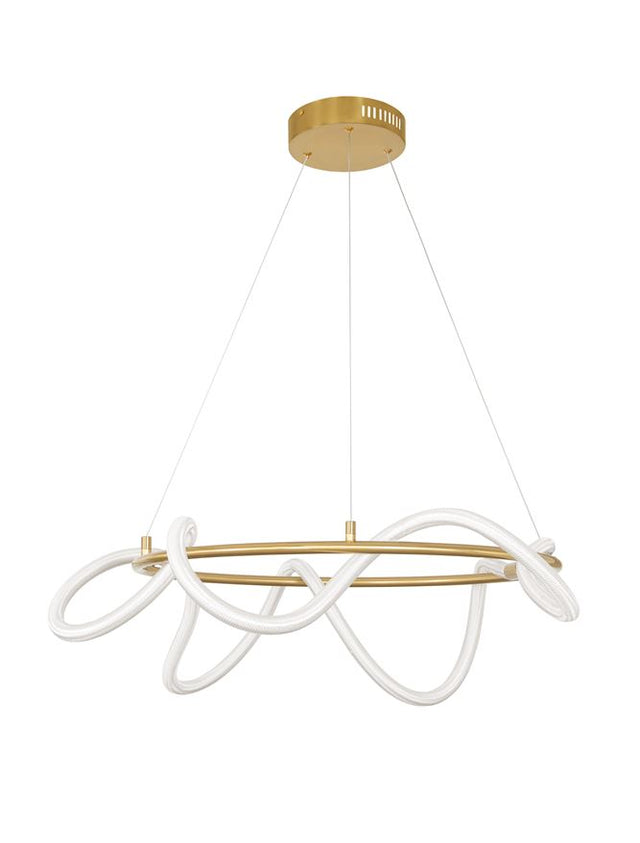 CERELIA Dimmable Brass Gold Metal & Fiber braided Silicone Tube LED 34 Watt 230 Volt 2271Lm 3000K IP20 D : 60 H: 120 cm