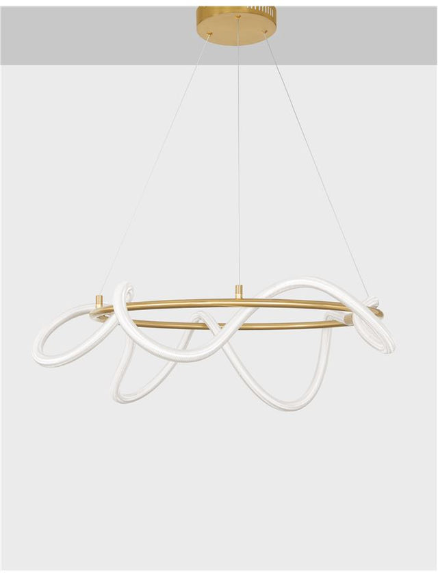 CERELIA Dimmable Brass Gold Metal & Fiber braided Silicone Tube LED 34 Watt 230 Volt 2271Lm 3000K IP20 D : 60 H: 120 cm