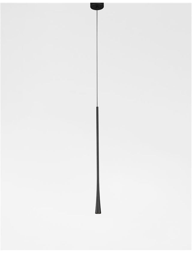 GOCCIO Black Aluminium & Steel Black Fabric Wire LED 7 Watt 230 Volt 213Lm 3000K IP20 D: 3 H1: 60 H2: 160 cm