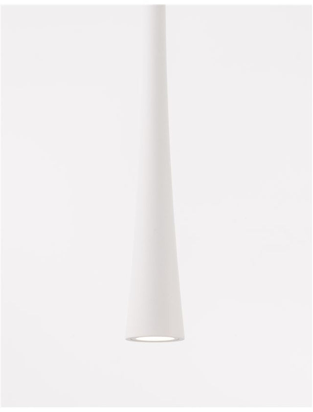 GOCCIO White Aluminium & Steel
White Fabric Wire
LED 6 Watt 230 Volt
226Lm 3000K IP20
D: 3 H1: 60 H2: 160 cm Adjustable Height