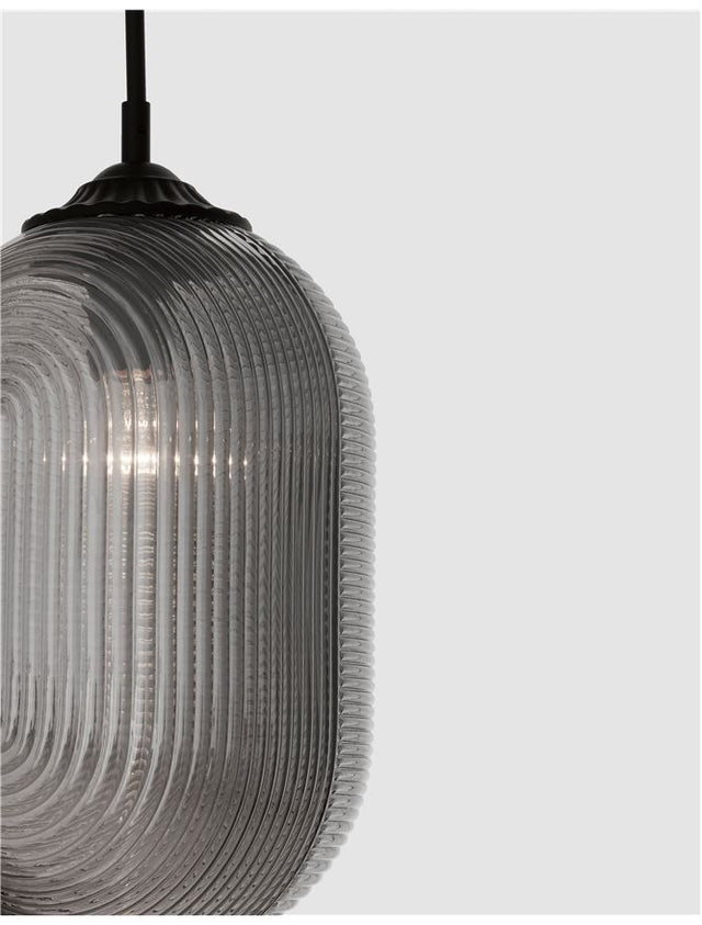 ATHENA Smoky Gray Glass Matt Black Metal LED E27 1x12 Watt 230 Volt IP20 Bulb Excluded D: 22.5 H1: 55.4 H2: 120 cm