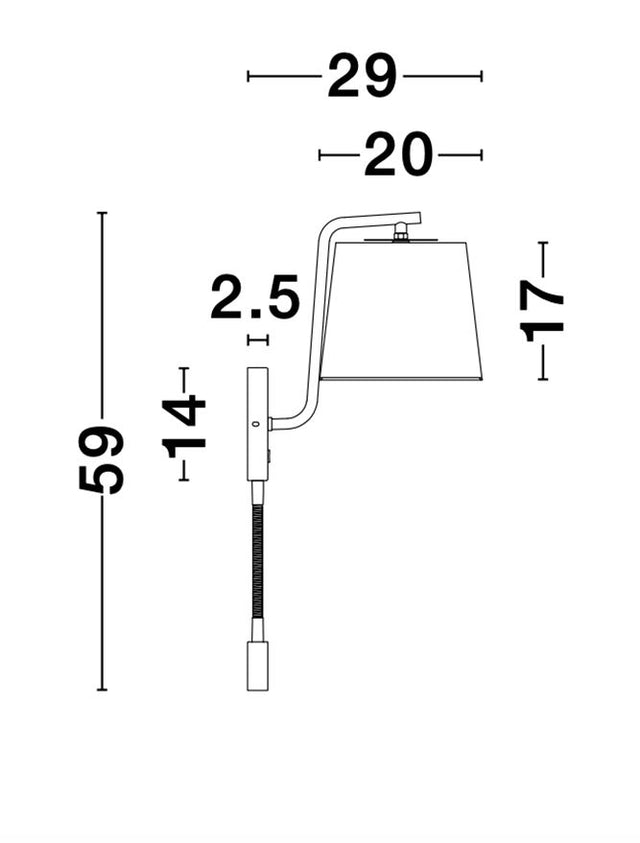 SAGE White Aluminium White Fabric Shade Switch On/Off LED E27 1x12 Watt LED 1x3 Watt 190Lm 220 Volt Bulb Excluded IP20 D: 20 W:29 H: 59 cm