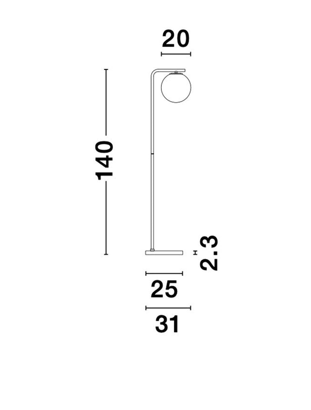 ALVAREZ Satin Gold Metal & Black Marble White Opal Glass LED E27 1x12 Watt 230 Volt Bulb Excluded IP20 L: 31 W: 25 H: 140 cm