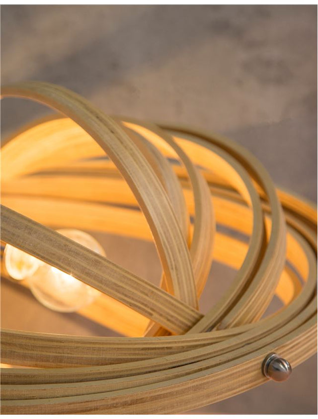 ASCO Natural Wood Brown Fabric Cable LED E27 1x12 Watt 230 Volt IP20 Bulb Excluded D: 43 H1: 43 H2: 130 cm