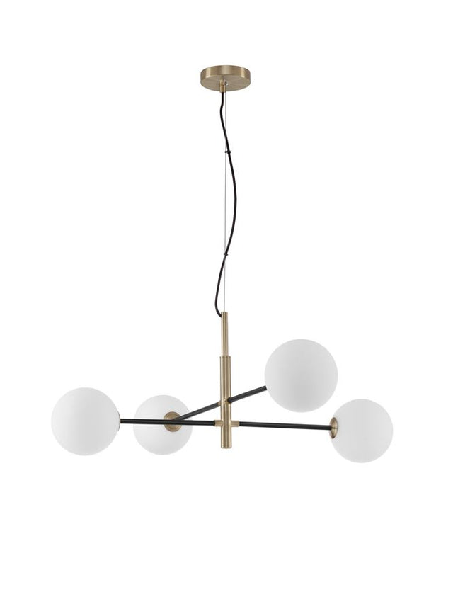 VITRA Satin Gold & Black Metal White Opal Glass LED G9 4x5 Watt 220 Volt IP20 Bulb Excluded L:103 W: 85 H1: 30 H2: 130 cm