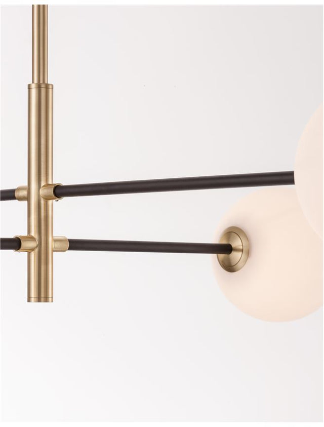 VITRA Satin Gold & Black Metal White Opal Glass LED G9 4x5 Watt 220 Volt IP20 Bulb Excluded L:103 W: 85 H1: 30 H2: 130 cm