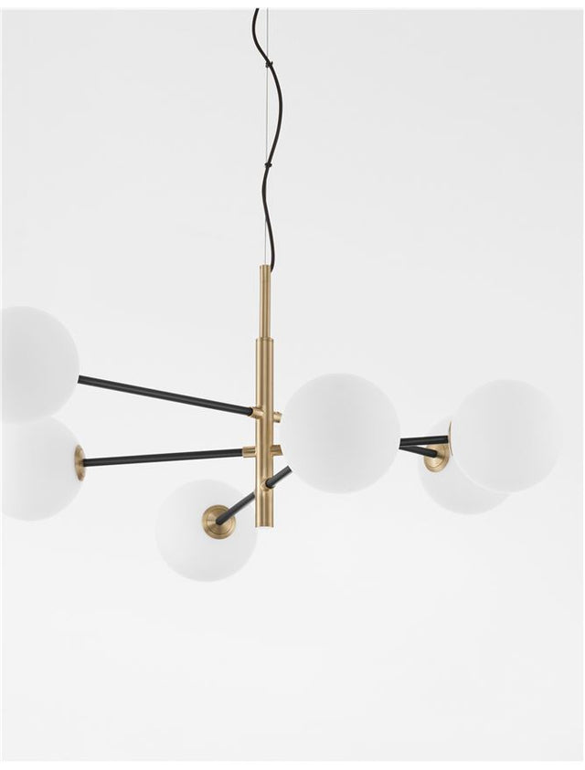 VITRA Satin Gold Black Metal White Opal Glass LED G9 6x5 Watt 220 Volt IP20 Bulb Excluded L:103 W: 75 H1: 36 H2: 136 cm