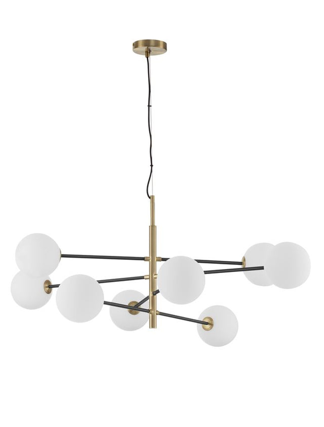 VITRA Satin Gold & Black Metal White Opal Glass LED G9 8x5 Watt 220 Volt IP20 Bulb Excluded L: 120 W: 103 H1: 45 H2: 145 cm