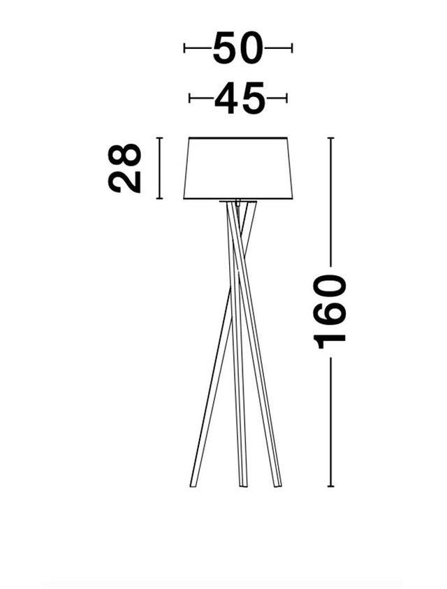 SALINO Ivory Fabric Shade Brown Fabric Wire Natural Wood LED E27 1x12 Watt 230 Volt IP20 Bulb Excluded D: 50 H1: 28 H2: 160 cm